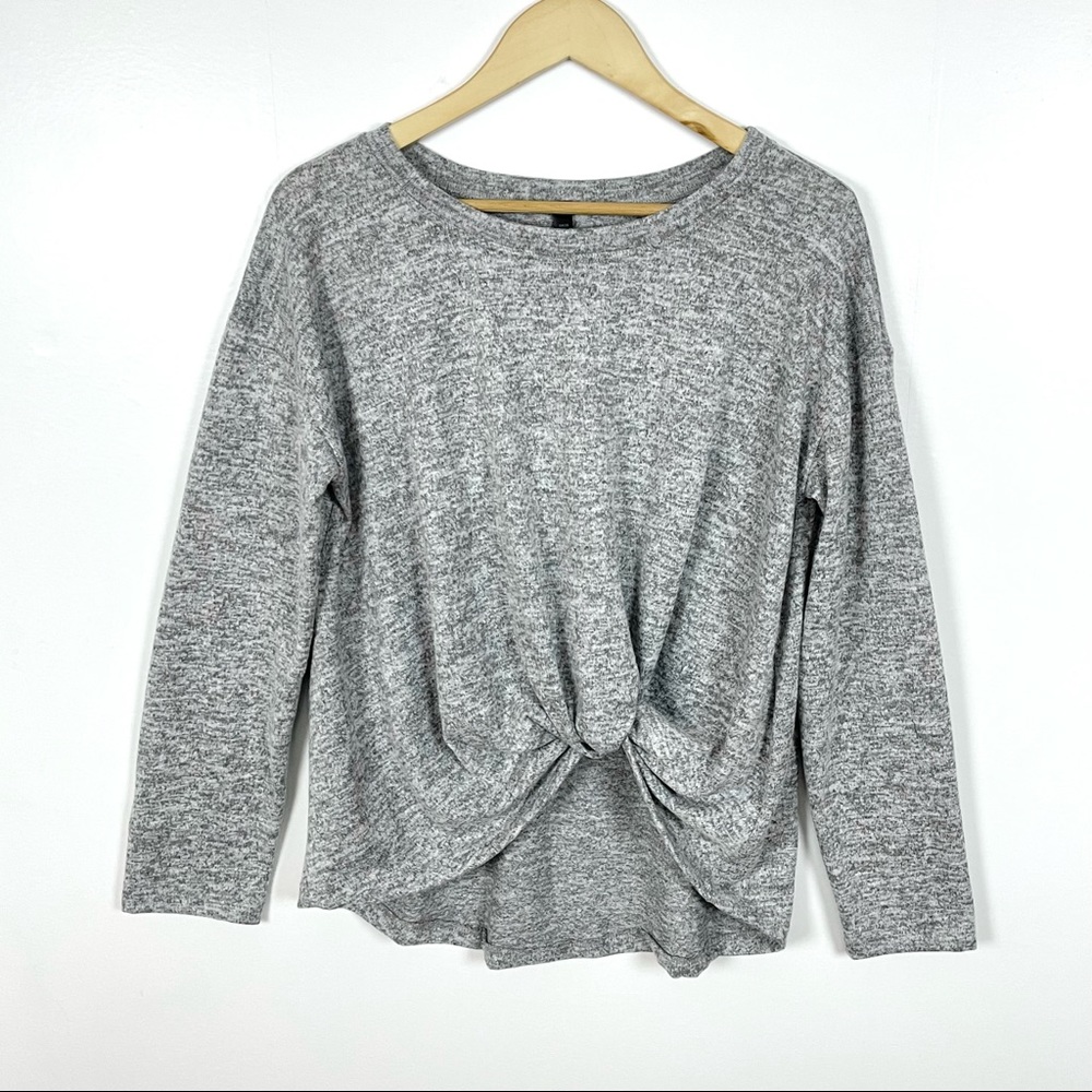 NWOT Rags & Couture Hacci Tie-Twist Knotted Front Long Sleeve Knit Top - Picture 3 of 16